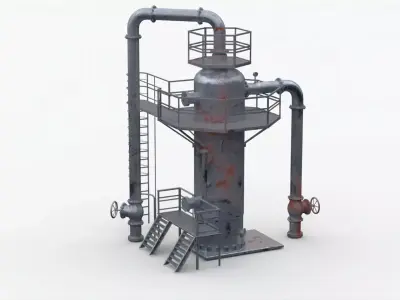 4K Scan Rusty Factory Exhaust pipe Low-poly 3D model