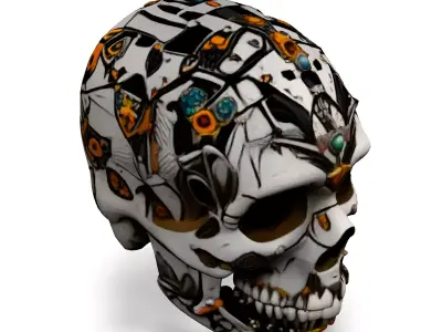 Cyberpunk Robotic Skull HighDetail Model Low-poly 3D model