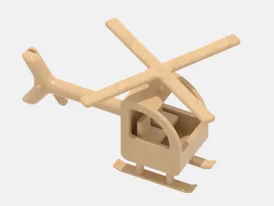 Wooden Helicopter Low-poly 3D model