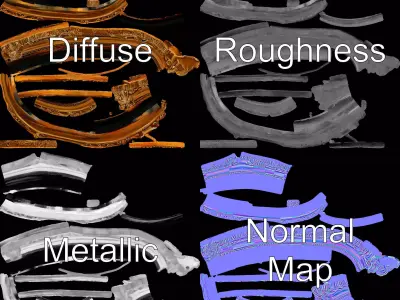 Elegant Gold Mirror model pack Low-poly 3D model