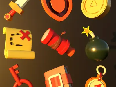 3D Game asset low-poly Cartoon collection 