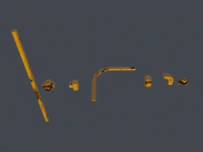 Modular Handrails 3D Model Low-poly 3D model