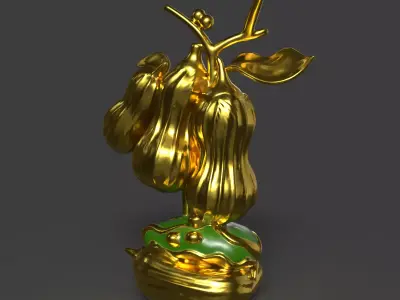 hinese golden peanut display stand figure  Low-poly 3D model