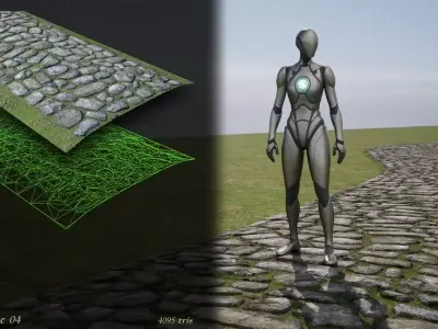 Country Roads set 1 Dynamic Medieval Fantasy roads Free low-poly 3D model