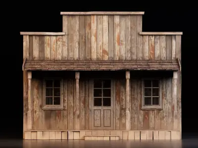Old West Wooden Building Low-poly 3D model