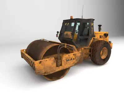 Bulldozer road roller 3D model