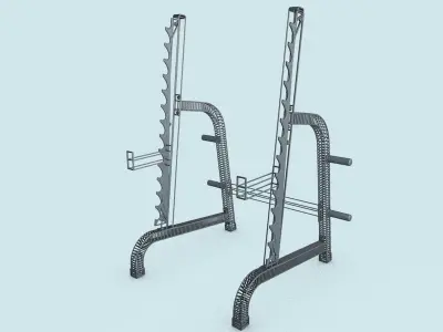 Multi-press rack with barbell Low-poly 3D model