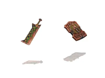 Pharaoh Relic - Sword and Shield Low-poly 3D model