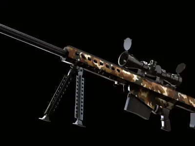 M107a1 Barrett Sniper Rifle Low-poly 3D model