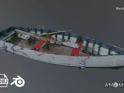 wooden boat  3D model