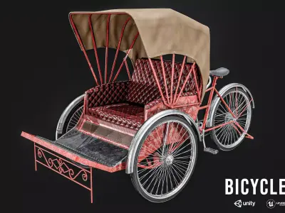 Bicycle Taxi  Rickshaw Low-poly 3D model