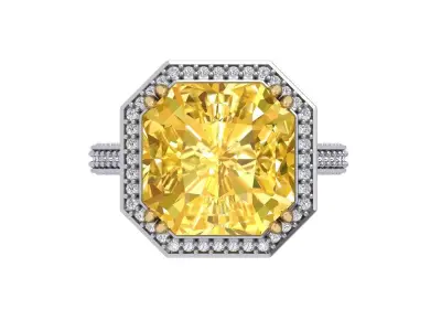  Asscher Art -deco Ring 3D print model