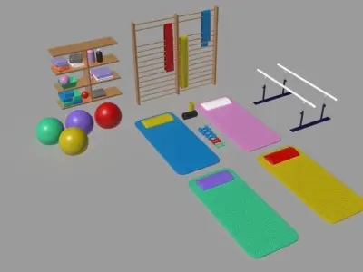 Low Poly AR VR Gym School Aerobics Miniature 3D model