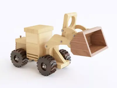 Wooden toy bulldozer 03 3D model