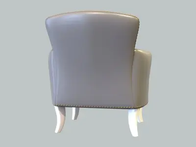 Vintage Chair Grey Leather Upholstery White Painted Legs 3D model