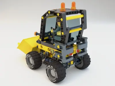 Lego Bulldozer and worker Tim 3D model