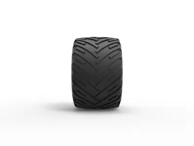 Monster Jam tire 16 Scale 1 to 25 3D print model