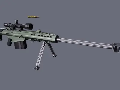 Barrett M107 Low-poly 3D model