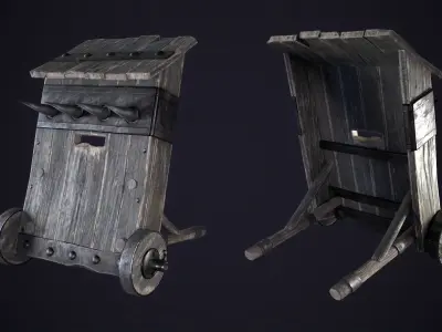  Medieval shield on wheels Free low-poly 3D model