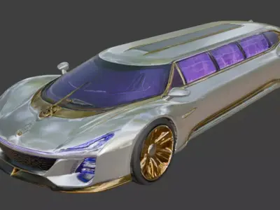 Futuristic Ultra-Luxury Sci-Fi Limousine Model Low-poly 3D model
