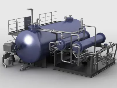 Boiler distillation valve water pump chlorination 3D model