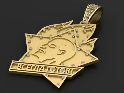 PIONEER MILITARY BADGE PENDANT 3D PRINTABLE MODEL 3D print model