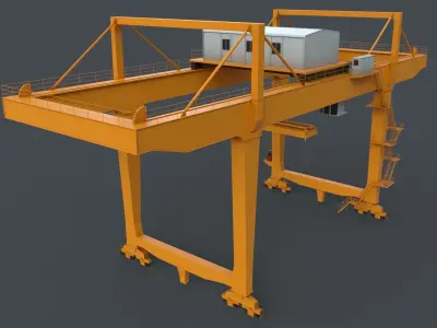 PBR Rail Mounted Gantry Crane RMG V2 - Yellow Dark Low-poly 3D model