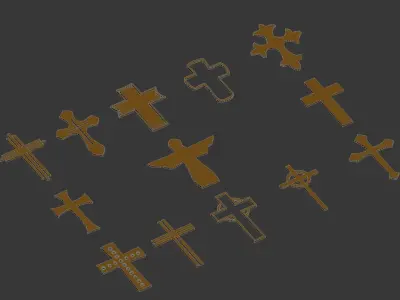 cross set of crosses 3D model