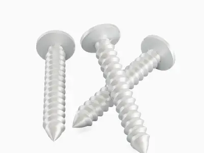 Aluminium Screw 01 Low-poly 3D model