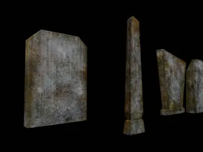 Cemetery gravestone set 18 units Low-poly 3D model