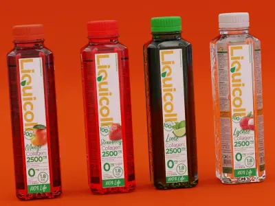 3d juice bottle mockup design and for print Low-poly 3D model
