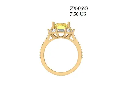 Emerald Art Deco Ring 3D print model 29