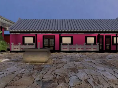 Chinese ancient courtyard  house 3D model 2