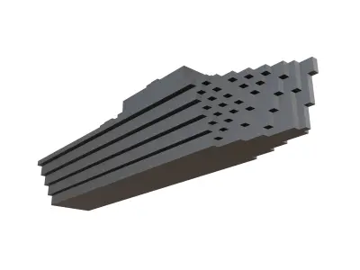 Voxel Style Simple Warship v1 001 Low-poly 3D model