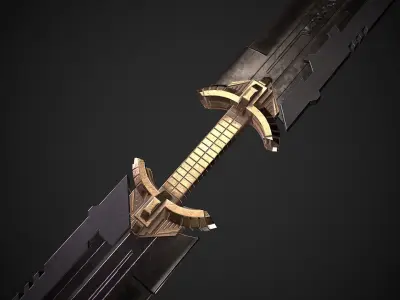 Thanos double bladed sword Low-poly 3D model