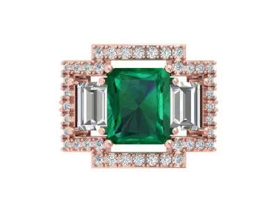 Emerald Art Deco Ring 3D print model 41
