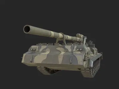 5 coatings of Russian 2S7 Pion M-1975 Self propelled Gun Low-poly 3D model