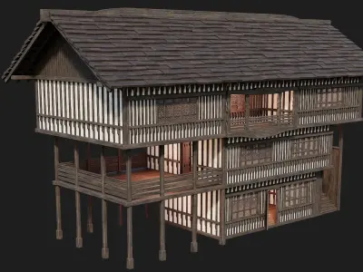 Old Medieval Building 4K Textures GameReady 111 Low-poly 3D model