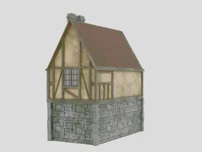 Medieval House Low-poly 3D model 2