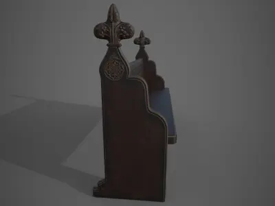 Gothic Bench Low-poly 3D model