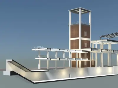Industrial building in section cut 25i08 3D model