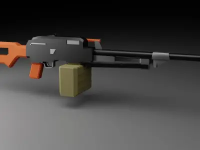 PKM Machine Gun Low-Poly Model Game-Ready Low-poly 3D model