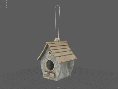 Birdhouse wooden Low-poly 3D model