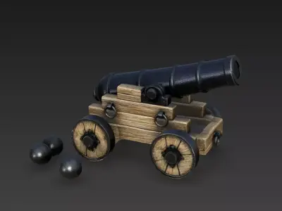 Antique Naval Cannon  18th Century 3D model