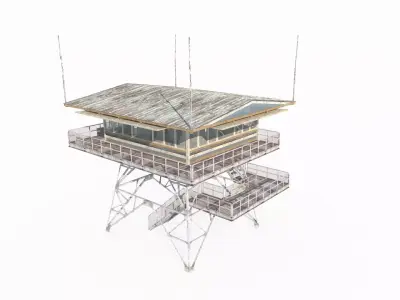 Modern architectural observation tower and guard tower 3D model