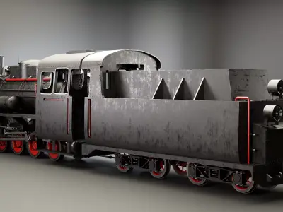Narrow-gauge Black Steam Locomotive 3D model