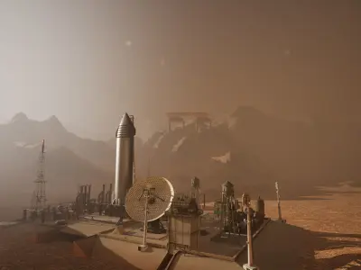Starship Mars Environment  75 Assets Low-poly 3D model