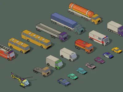 cartoon cars package Low-poly 3D model