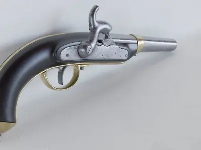 flintlock pistol old historic antique 3D model