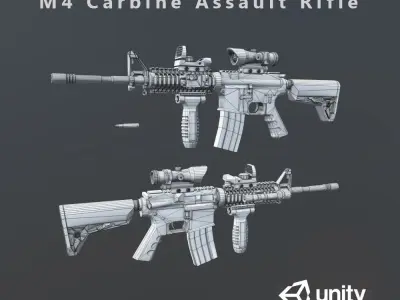 M4 Carbine Assult Rifle Low-poly 3D model